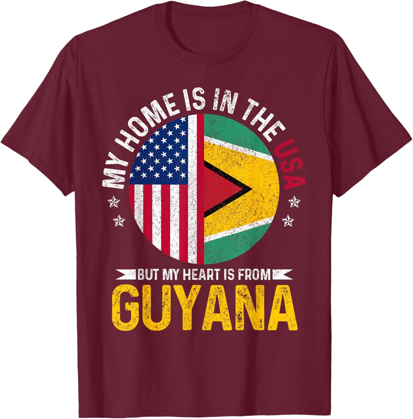 Guyanese American Flag Pride Guyana Patriotic T-Shirt - T-Shirt | Maroon