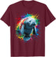 Colorful Paint Splash Cute Manatee Art Graphic T-Shirt - T-Shirt | Maroon