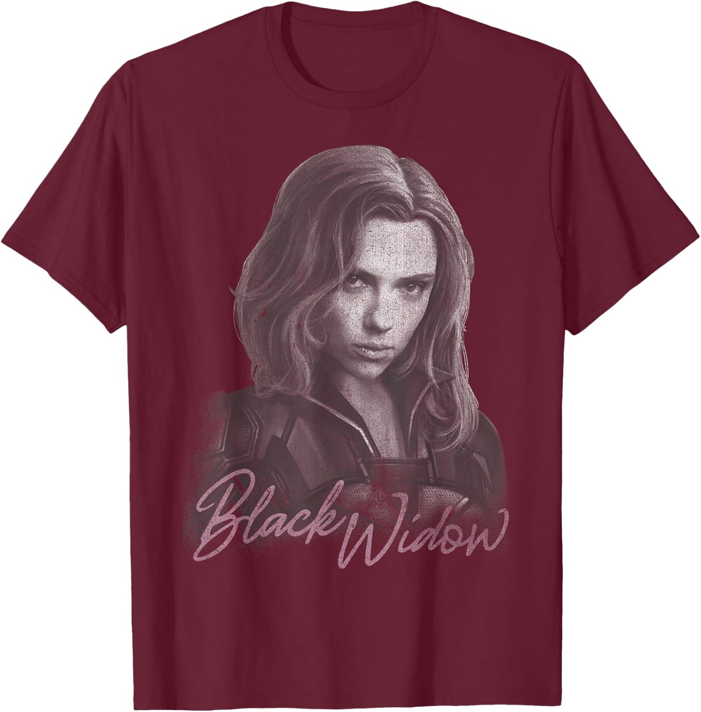 Marvel Black Widow Movie Monochromatic Portrait T-Shirt - T-Shirt | Maroon