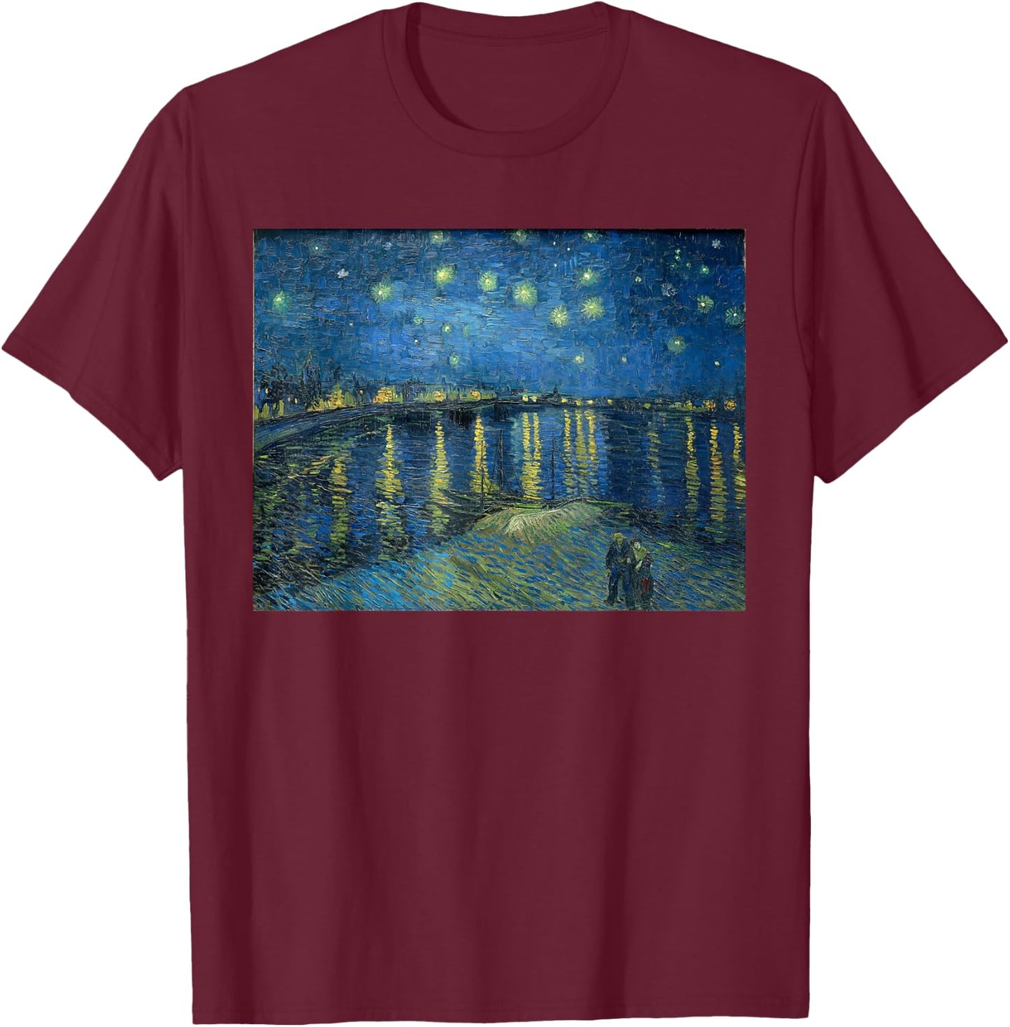 Vincent van Gogh Starry Night Over the Rhone T-Shirt - T-Shirt | Maroon