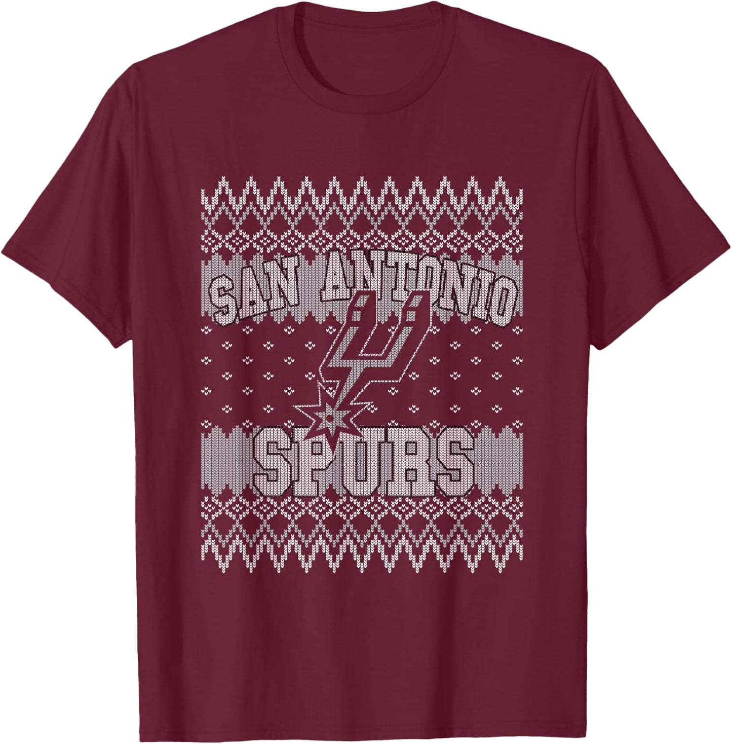 NBA San Antonio Spurs Ugly Christmas Sweater Style T-Shirt - T-Shirt | Maroon