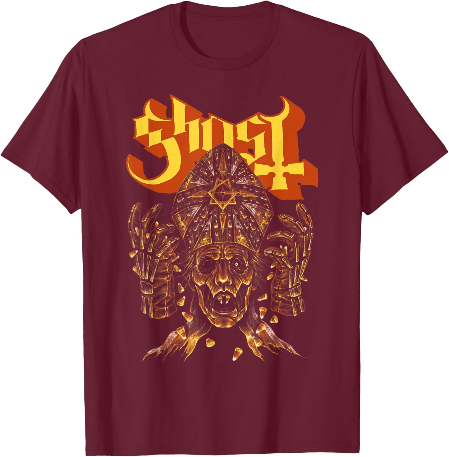 Ghost – Candy Corn Papa 4 Halloween T-Shirt - T-Shirt | Maroon