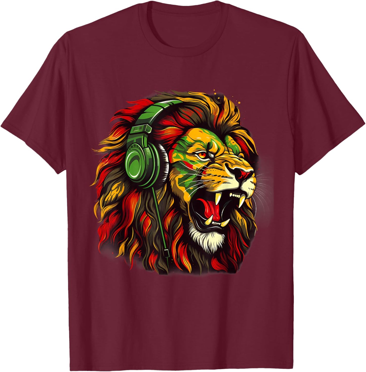 Reggae Music Rasta Pride Jamaican Roots Rasta Reggae Lion T-Shirt - T-Shirt | Maroon