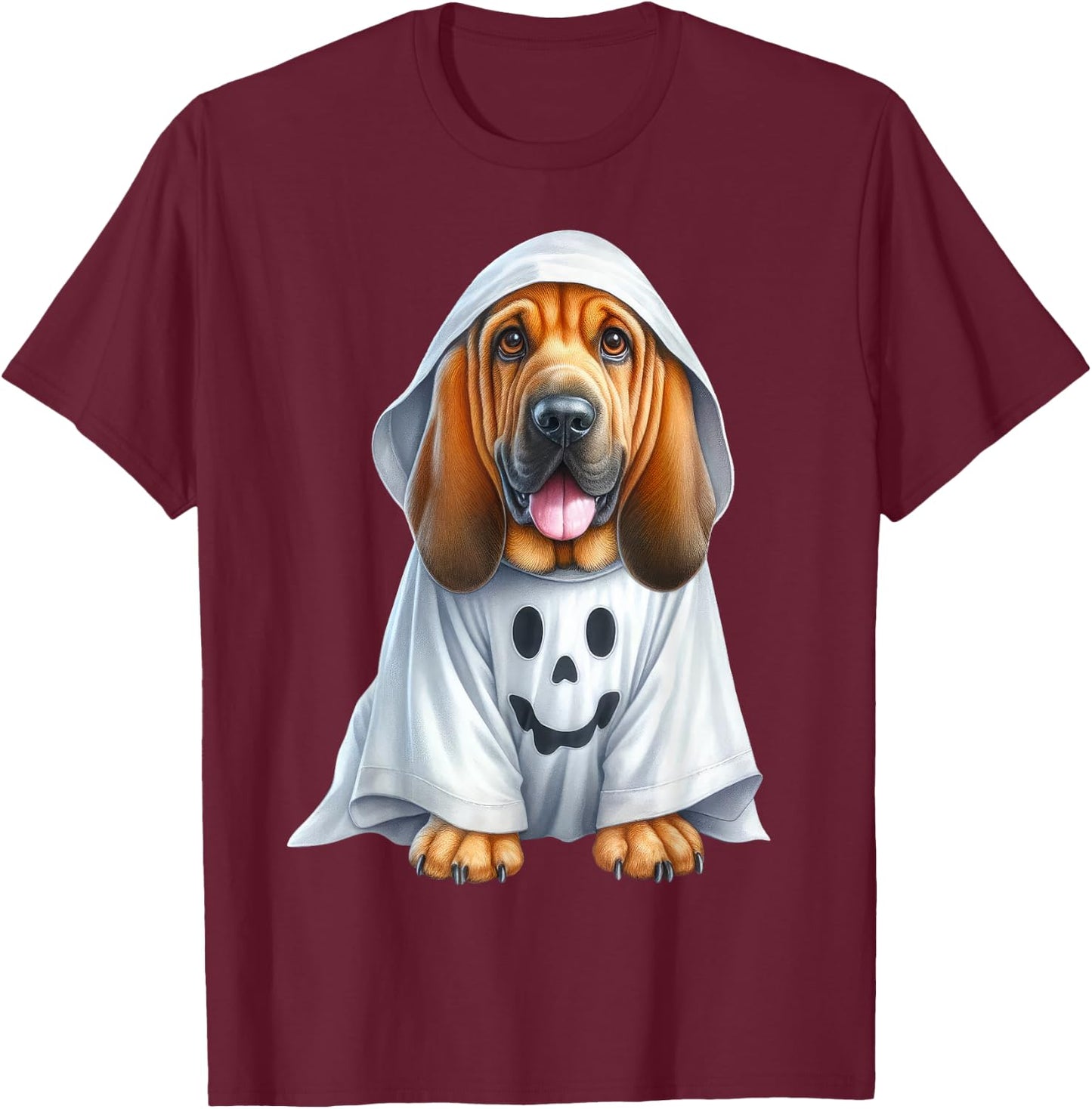 Funny Ghost Bloodhound Dog Lover Halloween Costume Men Women T-Shirt - T-Shirt | Maroon