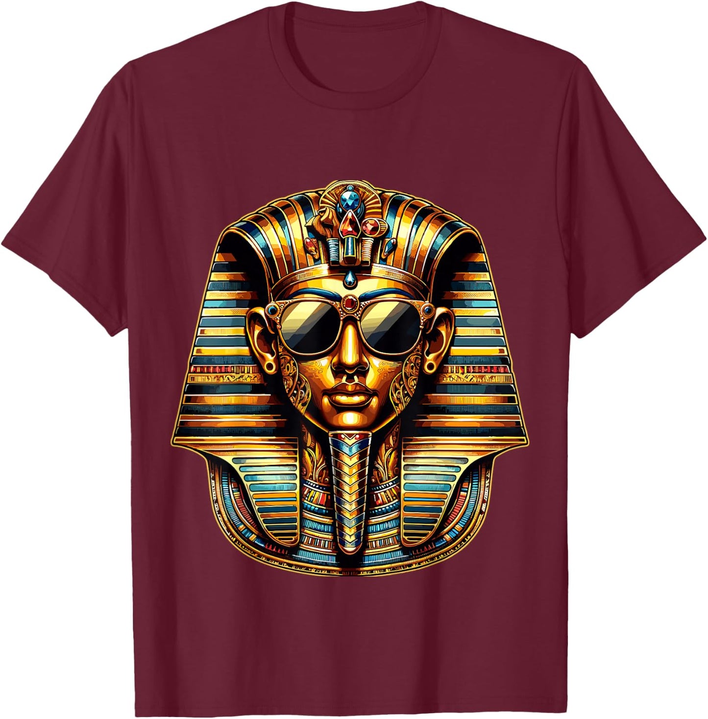 King Pharaoh Tutankhamun King Tut Sunglasses T-Shirt - T-Shirt | Maroon