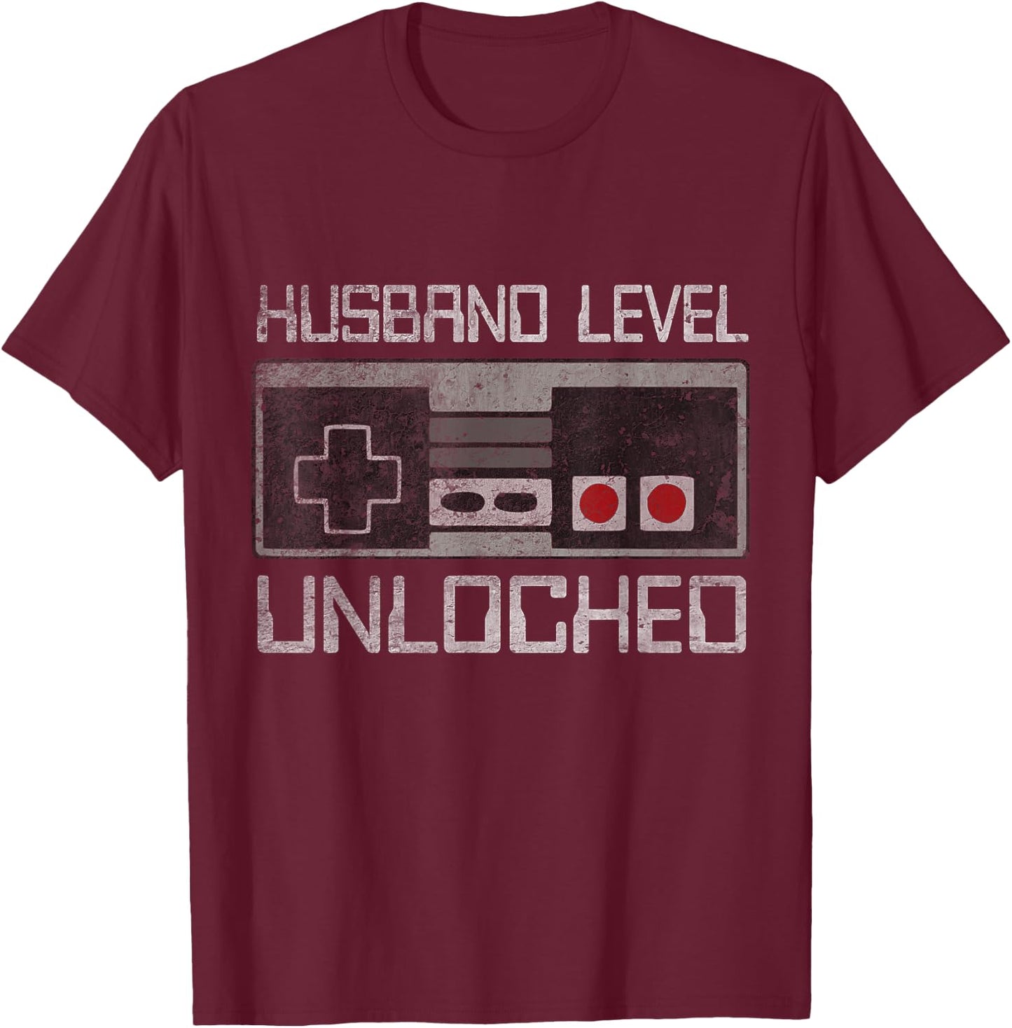 New Husband Level Unlocked Just Married Gamer Bachelor Party T-Shirt - T-Shirt | Maroon