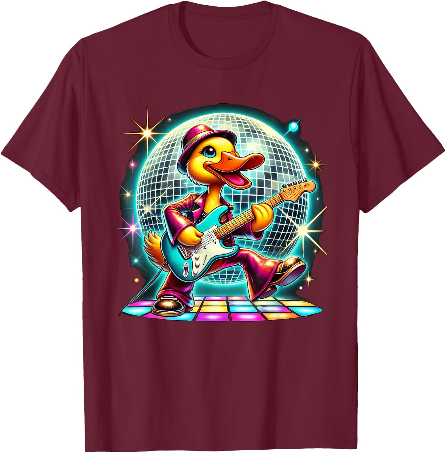 Aesthetic Duck Disco Dancer T-Shirt - T-Shirt | Maroon