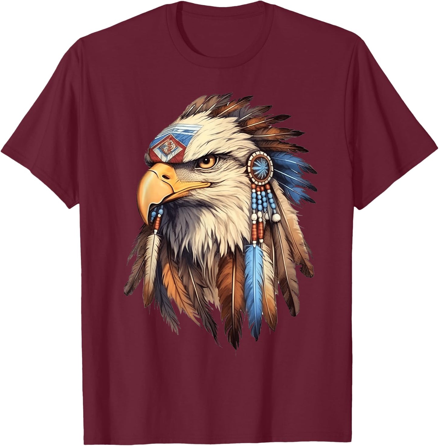 Native American Tribal Dream-Catcher Eagle Tribal Animal Art T-Shirt - T-Shirt | Maroon