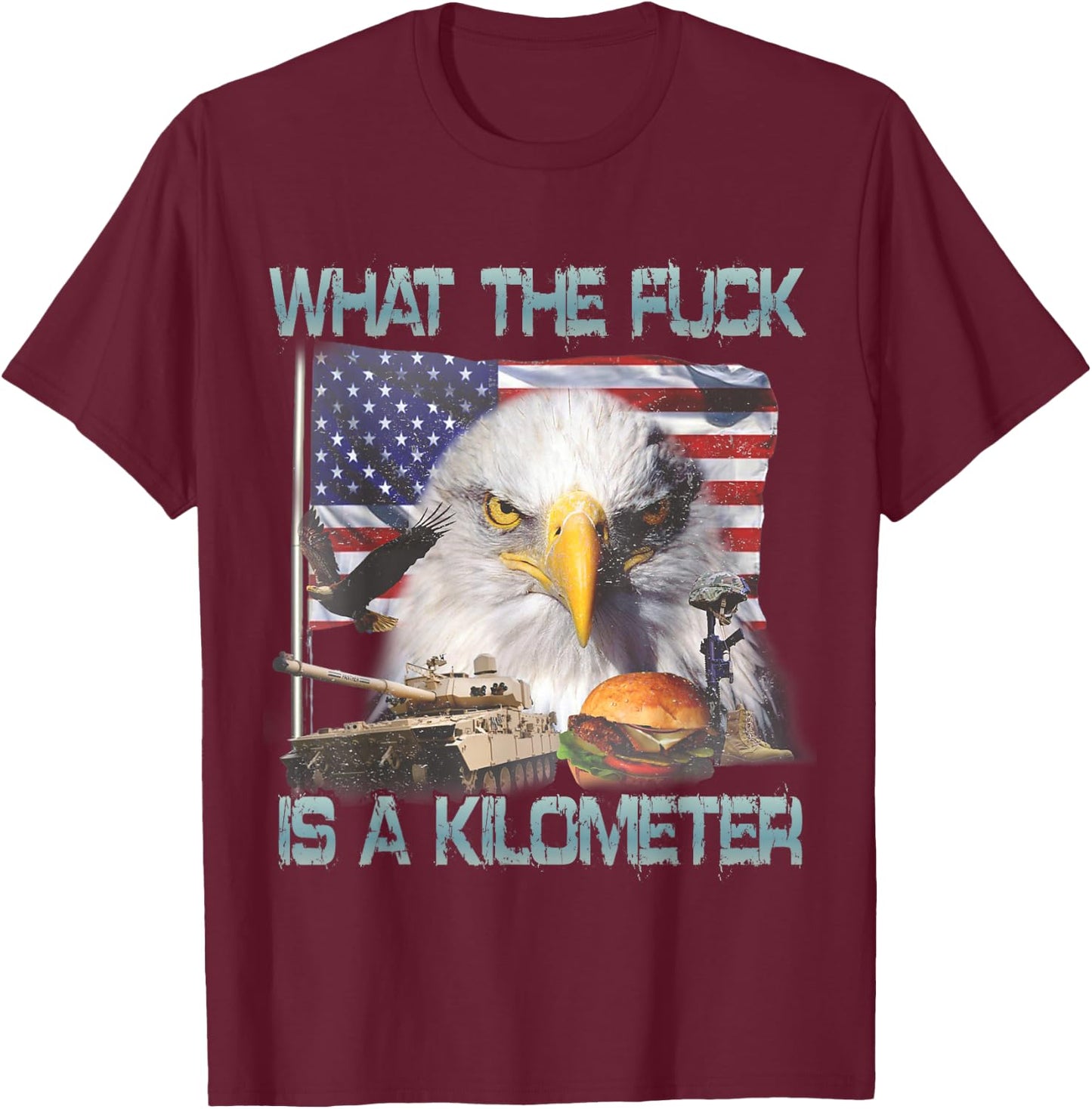 WTF What The FCK is A Kilometer GeorgeWashington 4th of July T-Shirt - T-Shirt | Maroon