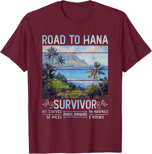 RJC Road to Hana Survivor Maui Hawaii Trip Adventure T-Shirt - T-Shirt | Maroon