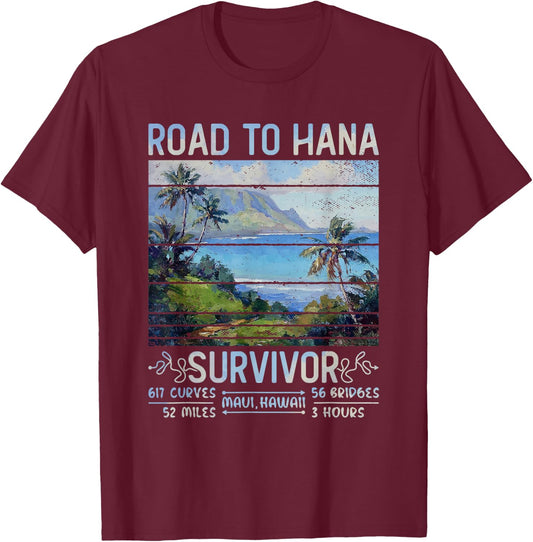 RJC Road to Hana Survivor Maui Hawaii Trip Adventure T-Shirt - T-Shirt | Maroon