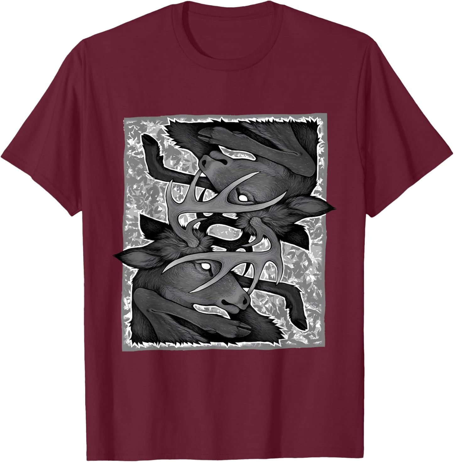 Whitetail Deer Buck Antler Lock T-Shirt - T-Shirt | Maroon