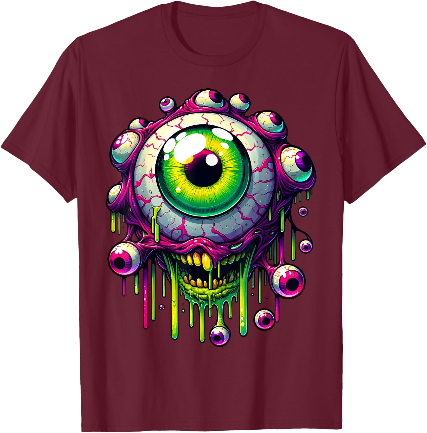 Summer & Festival - Trippy Surreal Psychedelic Eye Art Men Women Girls Kids T-Shirt - T-Shirt | Maroon