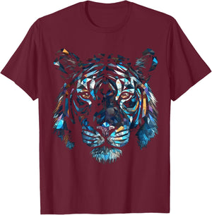 Tiger Polygon Artwork - Colourful Animal Art Tiger T-Shirt - T-Shirt | Maroon