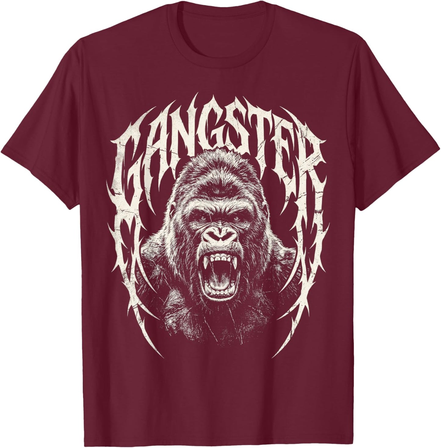 Gorilla Gangster Streetwear Graphic T-Shirt - T-Shirt | Maroon