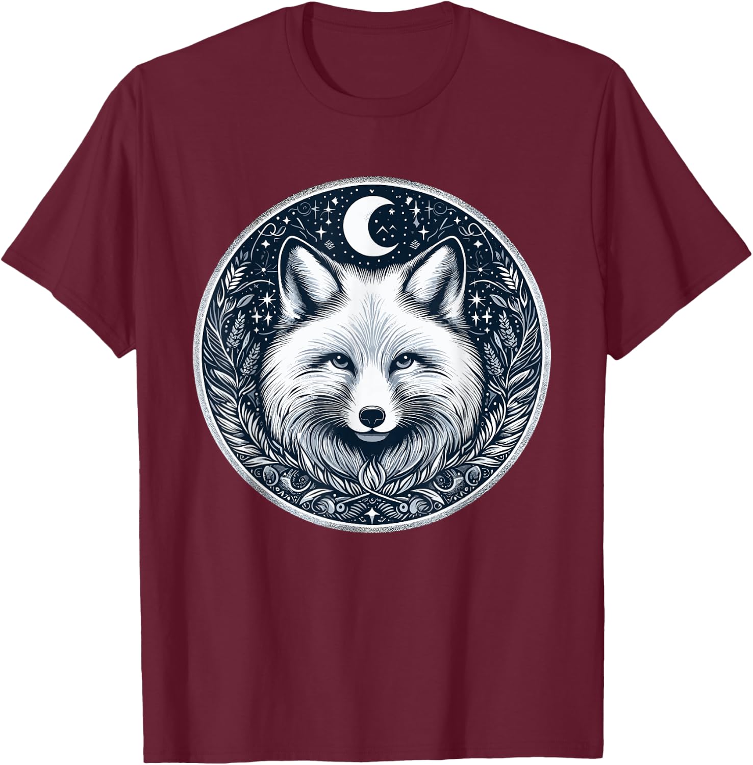 White Polar Arctic Fox T-Shirt - T-Shirt | Maroon