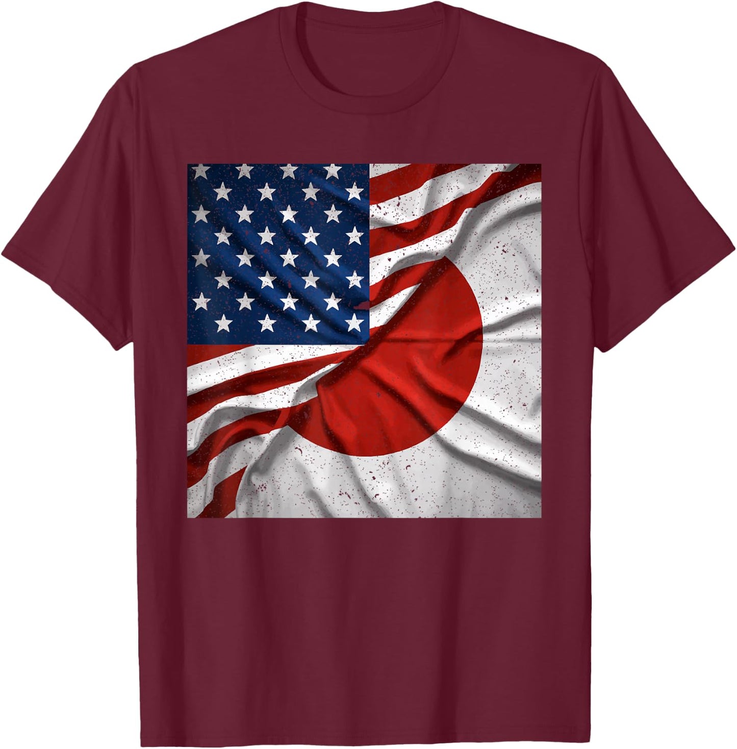 Half Japanese Half American USA Flag Japan America T-Shirt - T-Shirt | Maroon