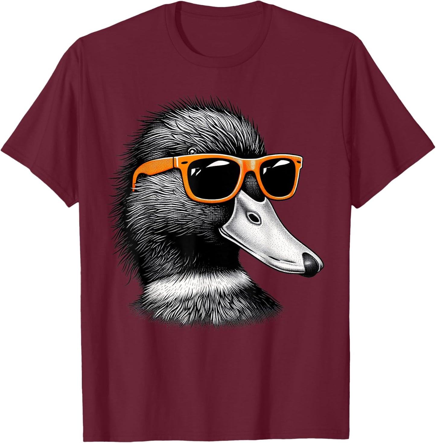 Cool Mallard Bird Wearing Sunglasses Graphic Art T-Shirt - T-Shirt | Maroon