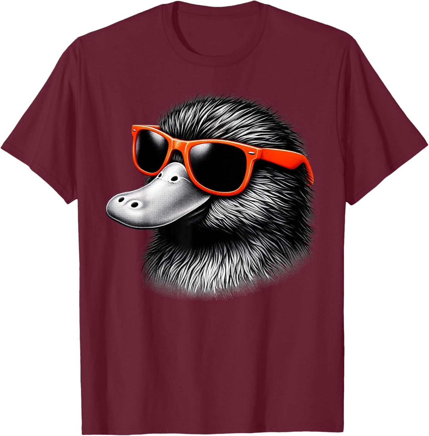 Cool Platypus Wearing Sunglasses Graphic Art T-Shirt - T-Shirt | Maroon