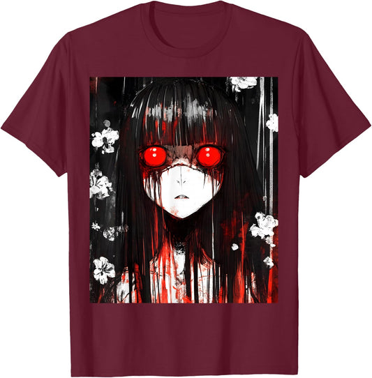 Japan Horror Anime Manga Japanese Creepy Kawaii Goth T-Shirt - T-Shirt | Maroon
