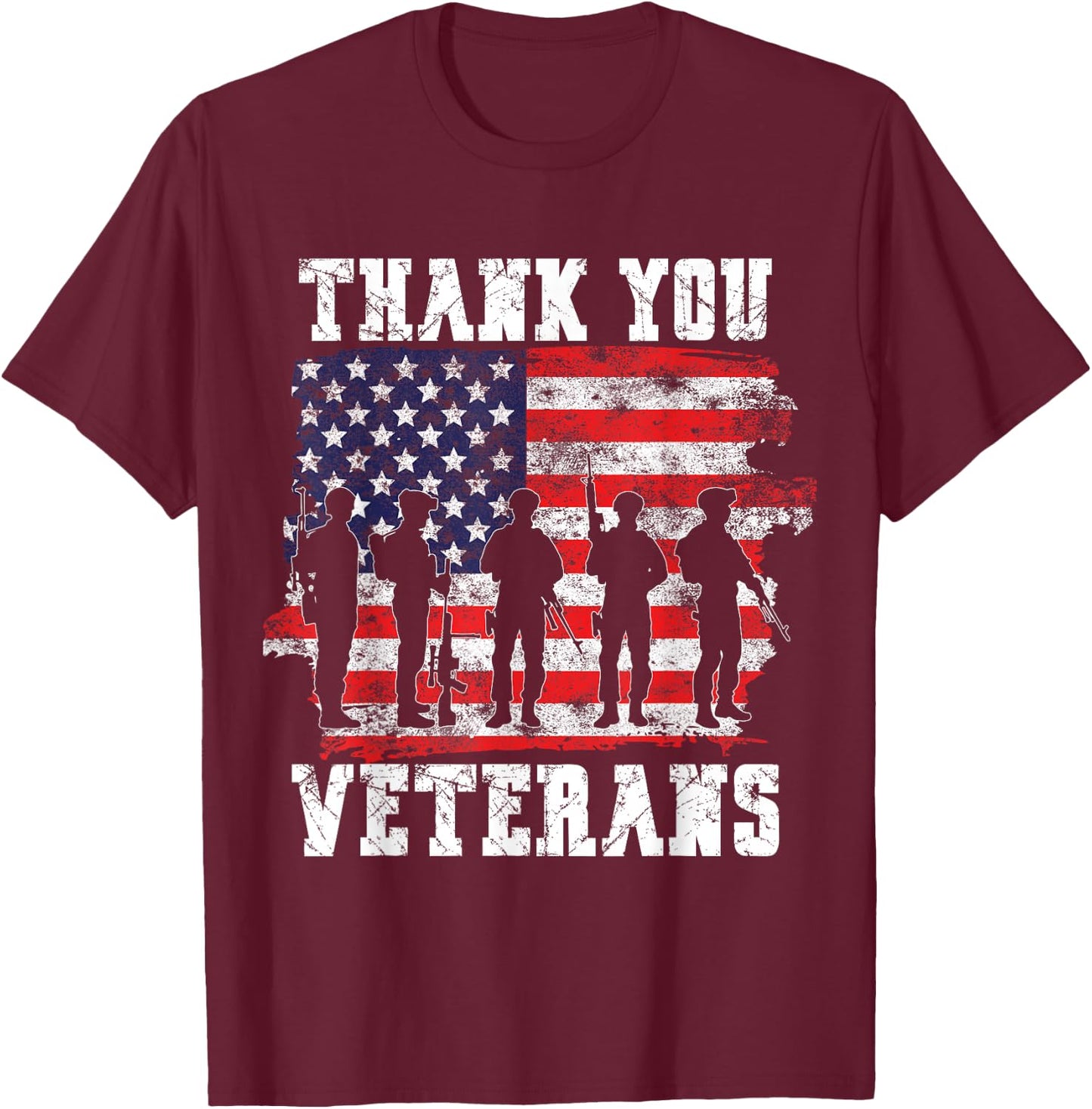 Thank You Veterans for Veterans Day T-Shirt - T-Shirt | Maroon