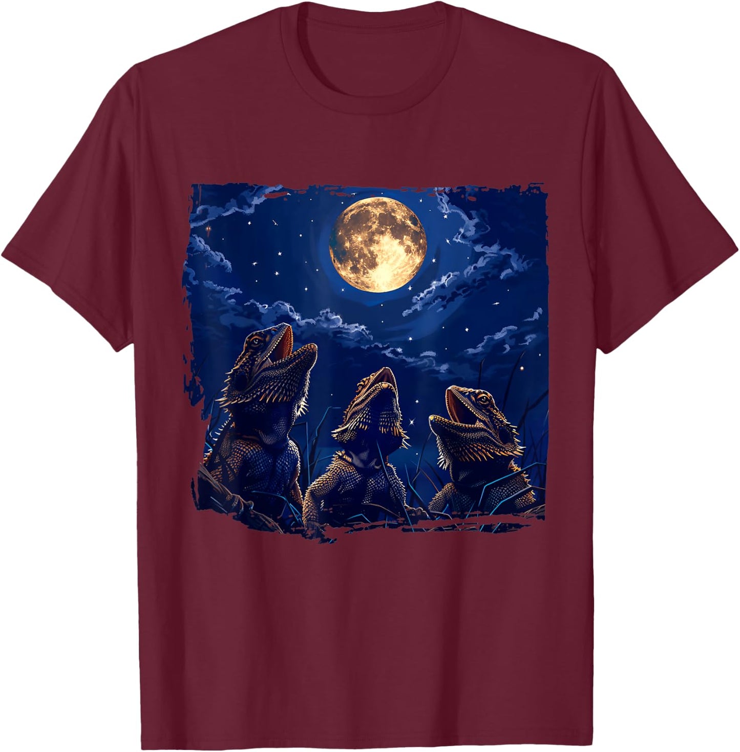 Bearded Dragons Howl At Moon Bearded Dragons Owner T-Shirt - T-Shirt | Maroon