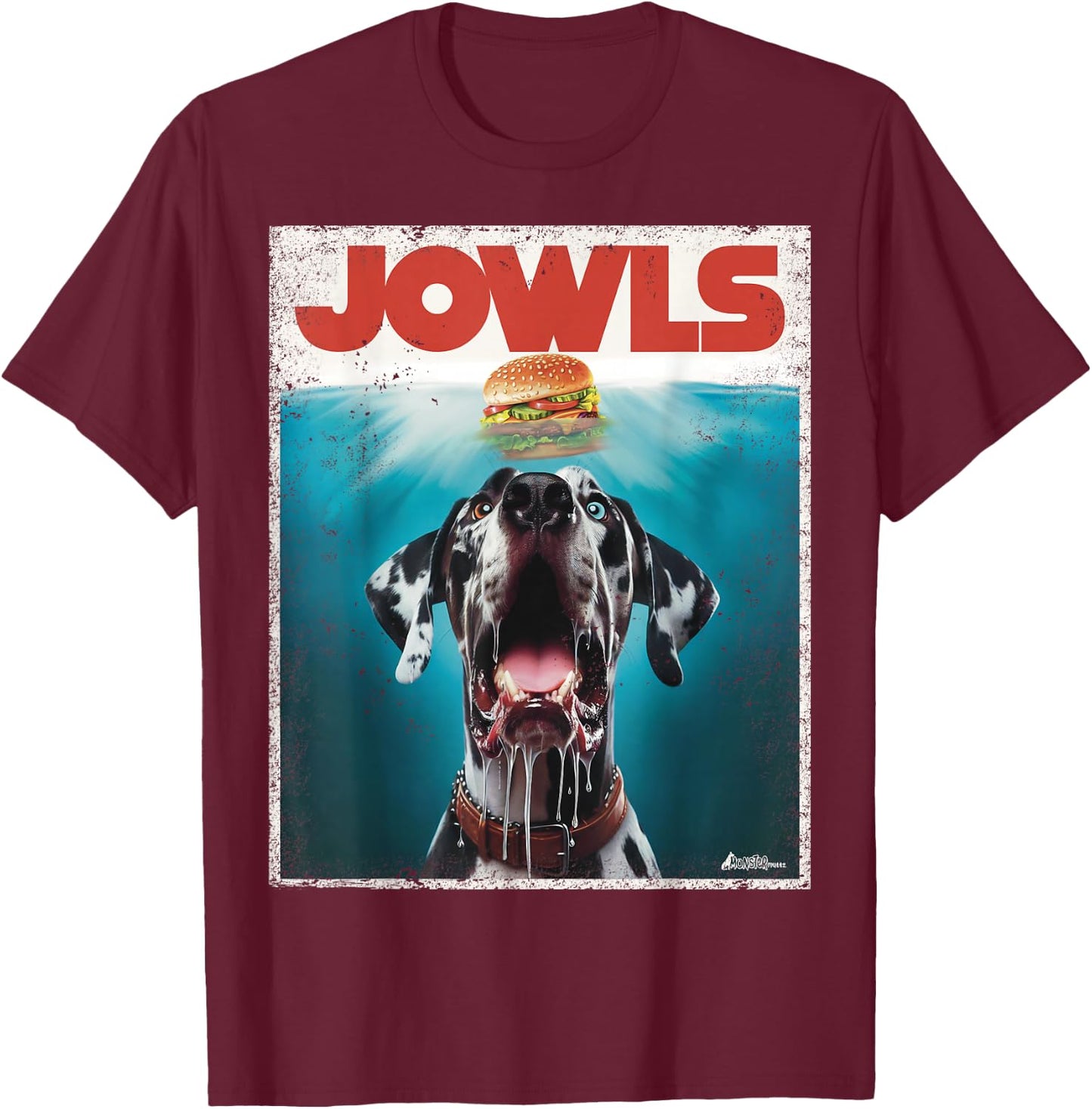 Great Dane Jowls, Paws Harlequin, Blue Eye, Dog Mom, Dog Dad Men Women Kids T-Shirt - T-Shirt | Maroon