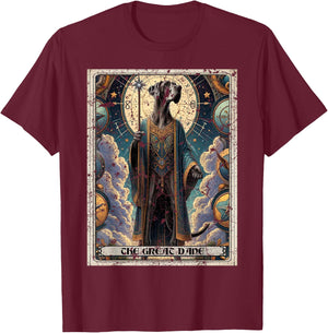 Great Dane Tarot Card Dog T-Shirt - T-Shirt | Maroon