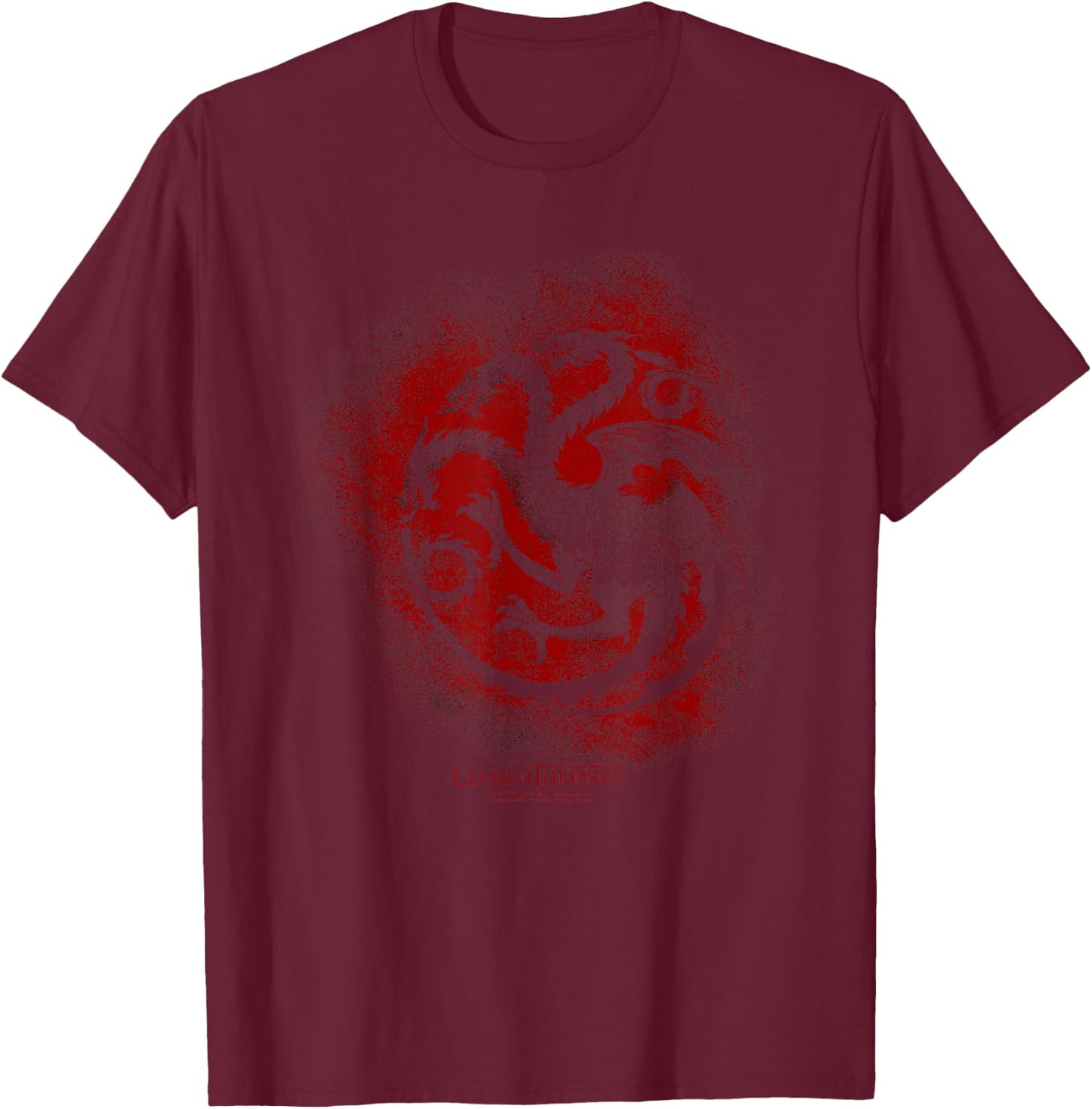 Game of Thrones Targaryen Sprayed Outline Sigil T-Shirt - T-Shirt | Maroon