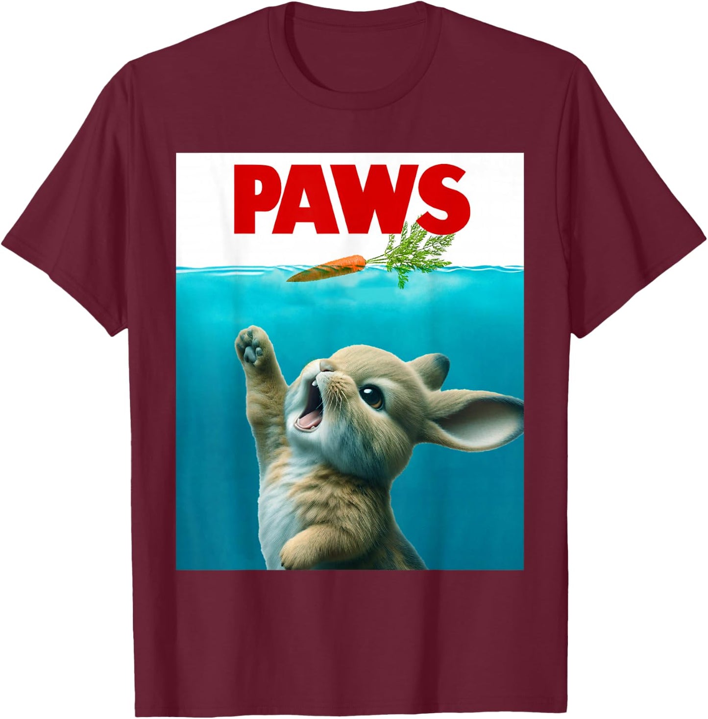 Paws Cute Bunny T-Shirt - T-Shirt | Maroon