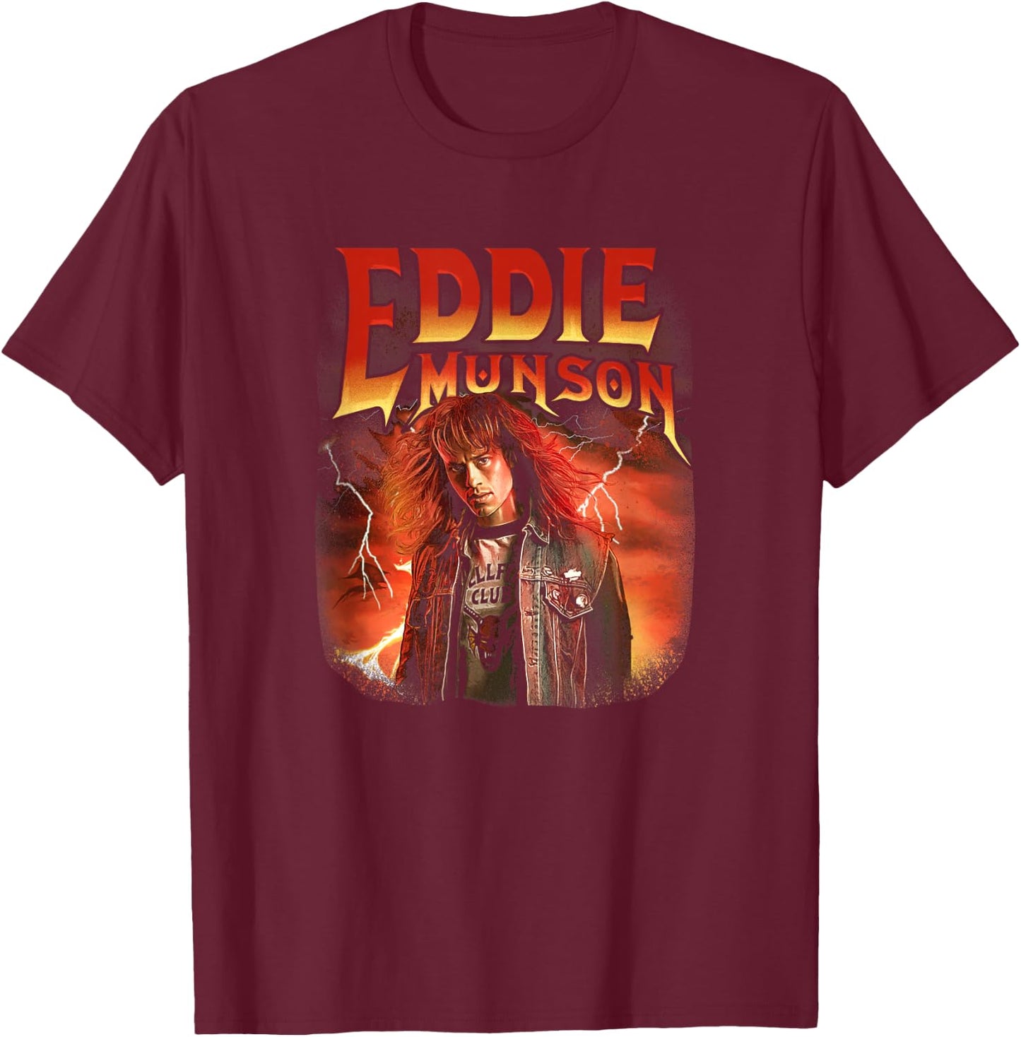 Stranger Things 4 Eddie Munson Portrait T-Shirt - T-Shirt | Maroon
