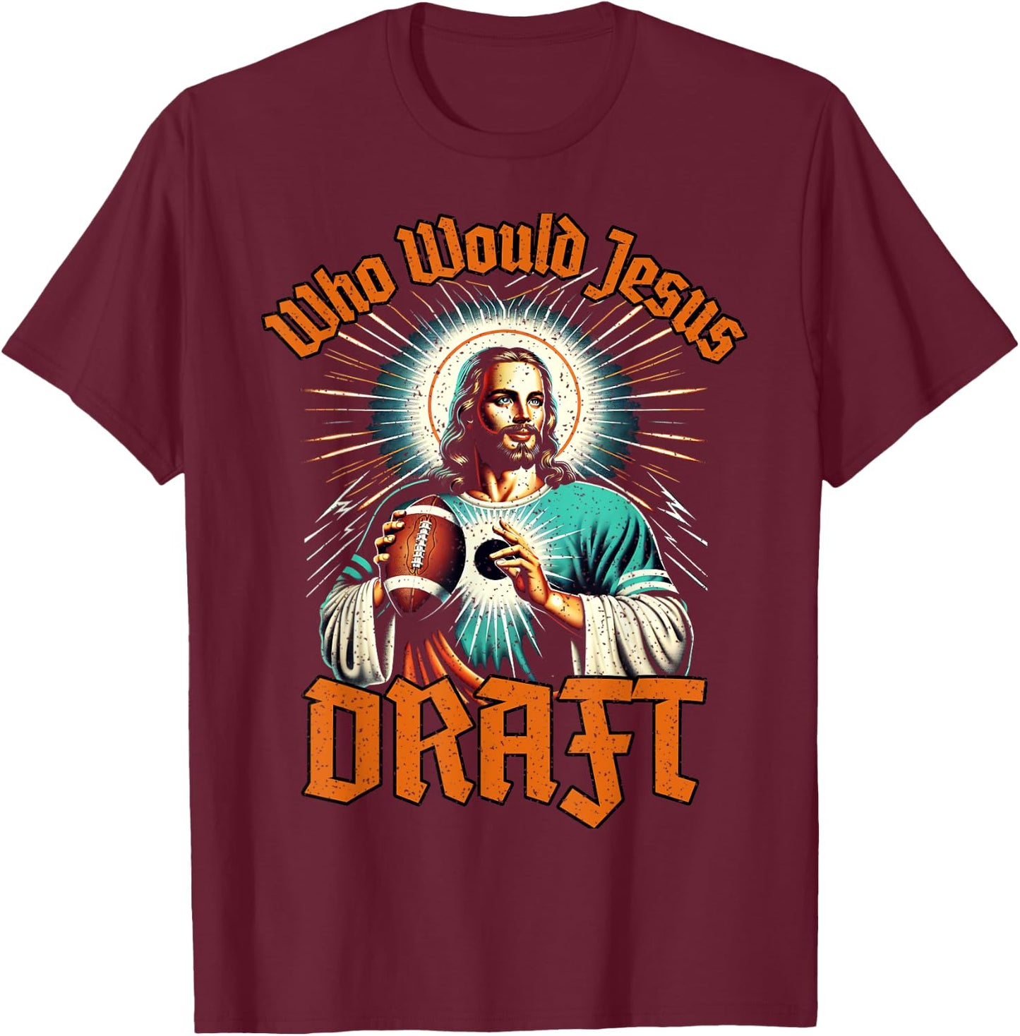 Fantasy Football Champion Who Would Jesus Draft Party T-Shirt - T-Shirt | Maroon