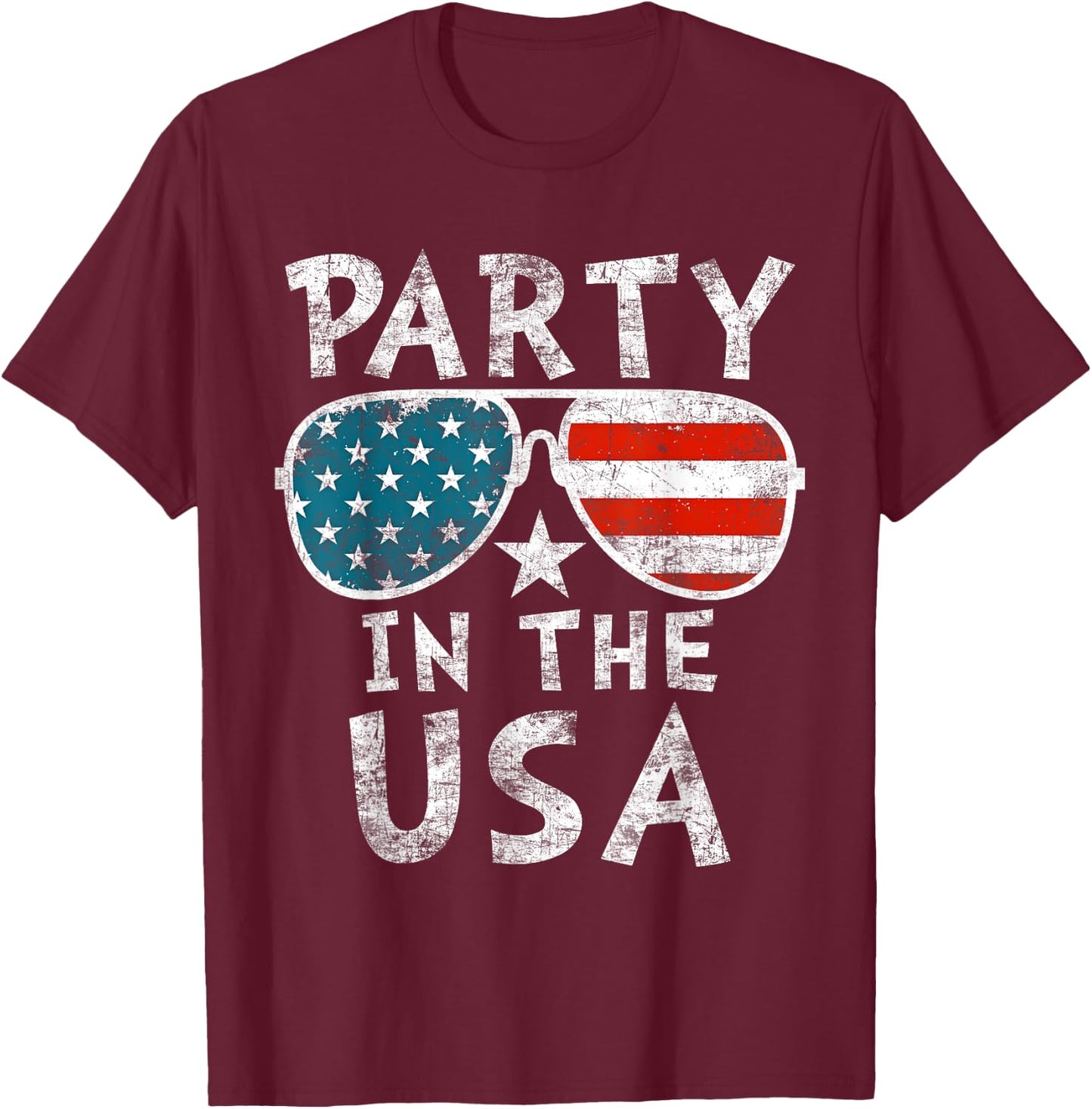 American Flag Party In USA 4th July Patriotic Kids Teen Girl T-Shirt - T-Shirt | Maroon
