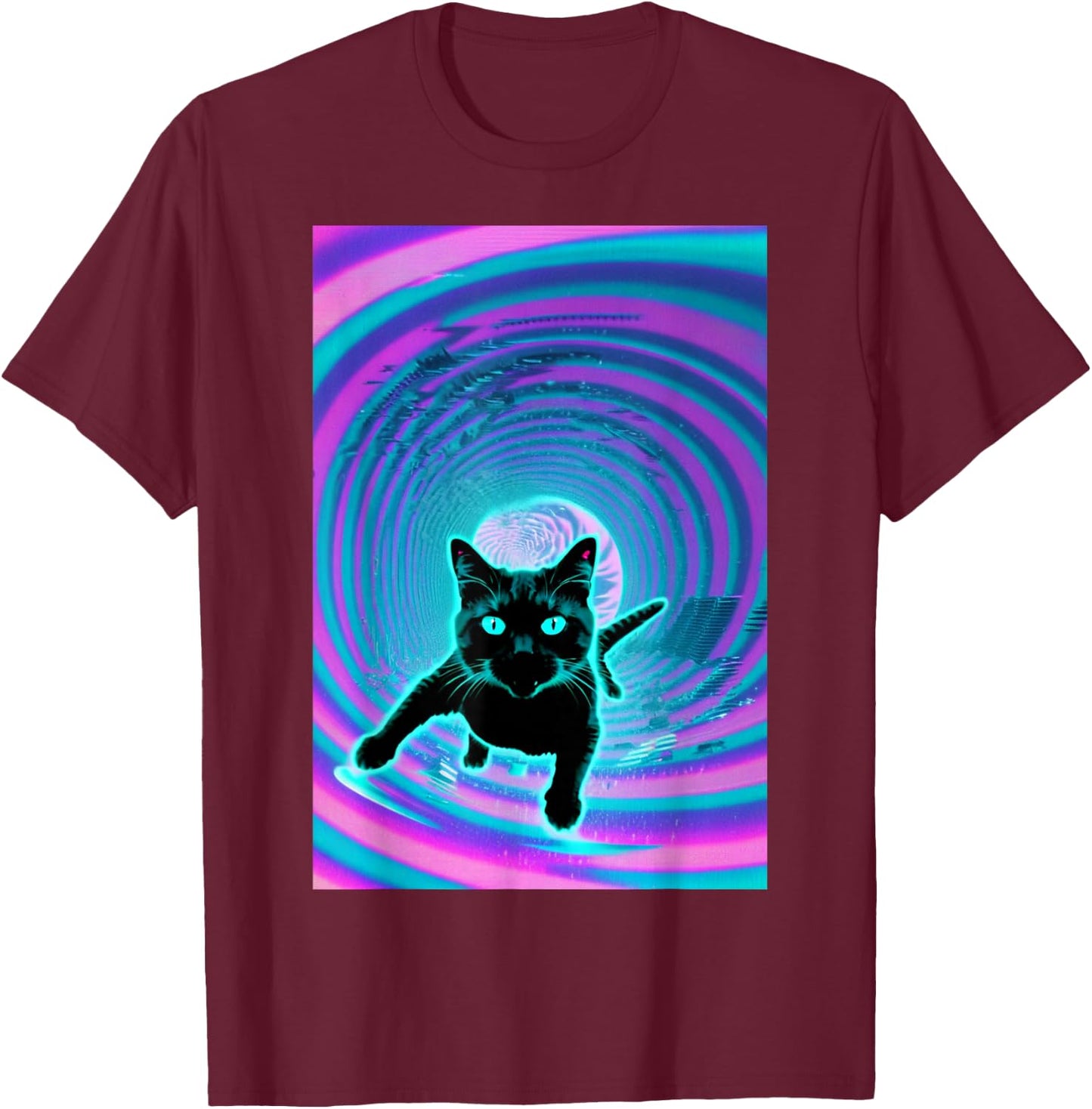 Trippy Glitch Weirdcore Cat Vortex Surfing Vaporwave Women T-Shirt - T-Shirt | Maroon