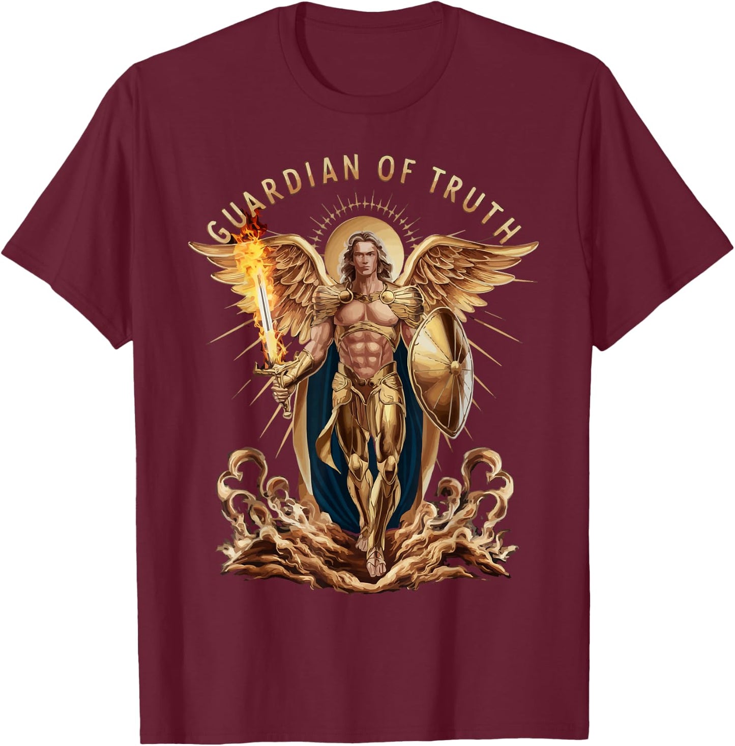 Archangel Michael Catholic Christianity Guardian Angel T-Shirt - T-Shirt | Maroon