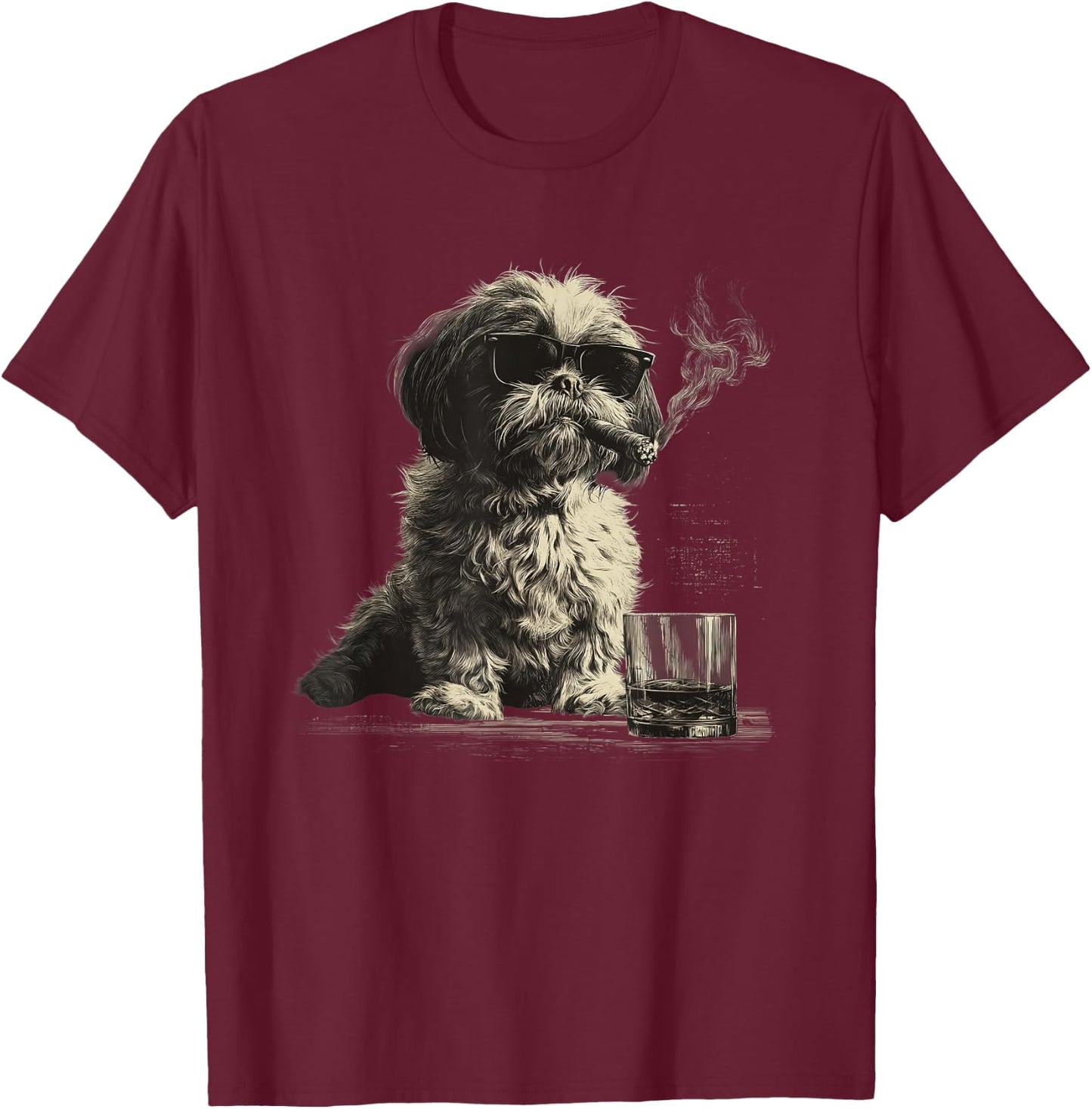 Shih Tzu Dad Dog Sunglasses Father's Day Family T-Shirt - T-Shirt | Maroon