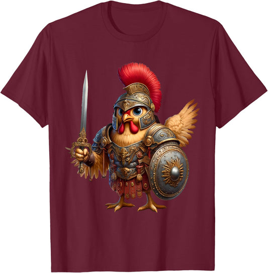 Chicken Gladiator Ancient Rome SPQR Men Women Kids T-Shirt - T-Shirt | Maroon