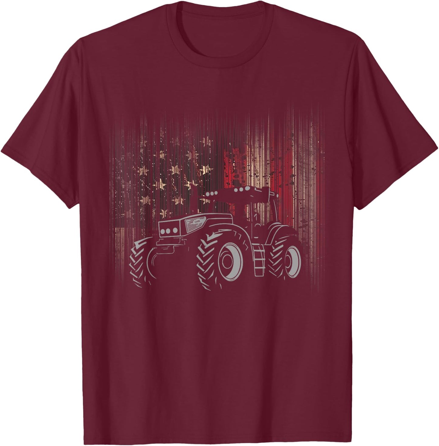 American Flag Tractor Patriotic Farmer T-Shirt - T-Shirt | Maroon
