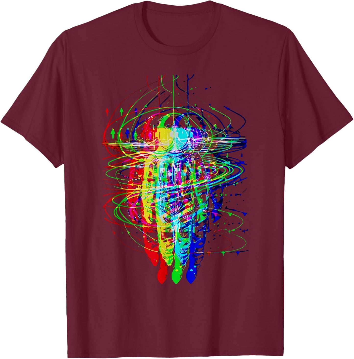 Psychedelic Spaceman Traveller Trippy Astronaut Outer Space T-Shirt - T-Shirt | Maroon
