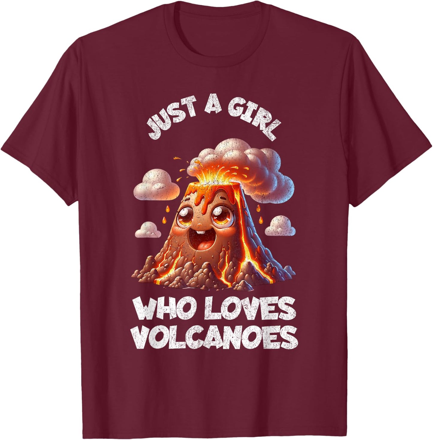 Funny Cute Volcano For Girls Sister Daughter Kids Who Love T-Shirt - T-Shirt | Maroon