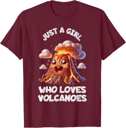 Funny Cute Volcano For Girls Sister Daughter Kids Who Love T-Shirt - T-Shirt | Maroon