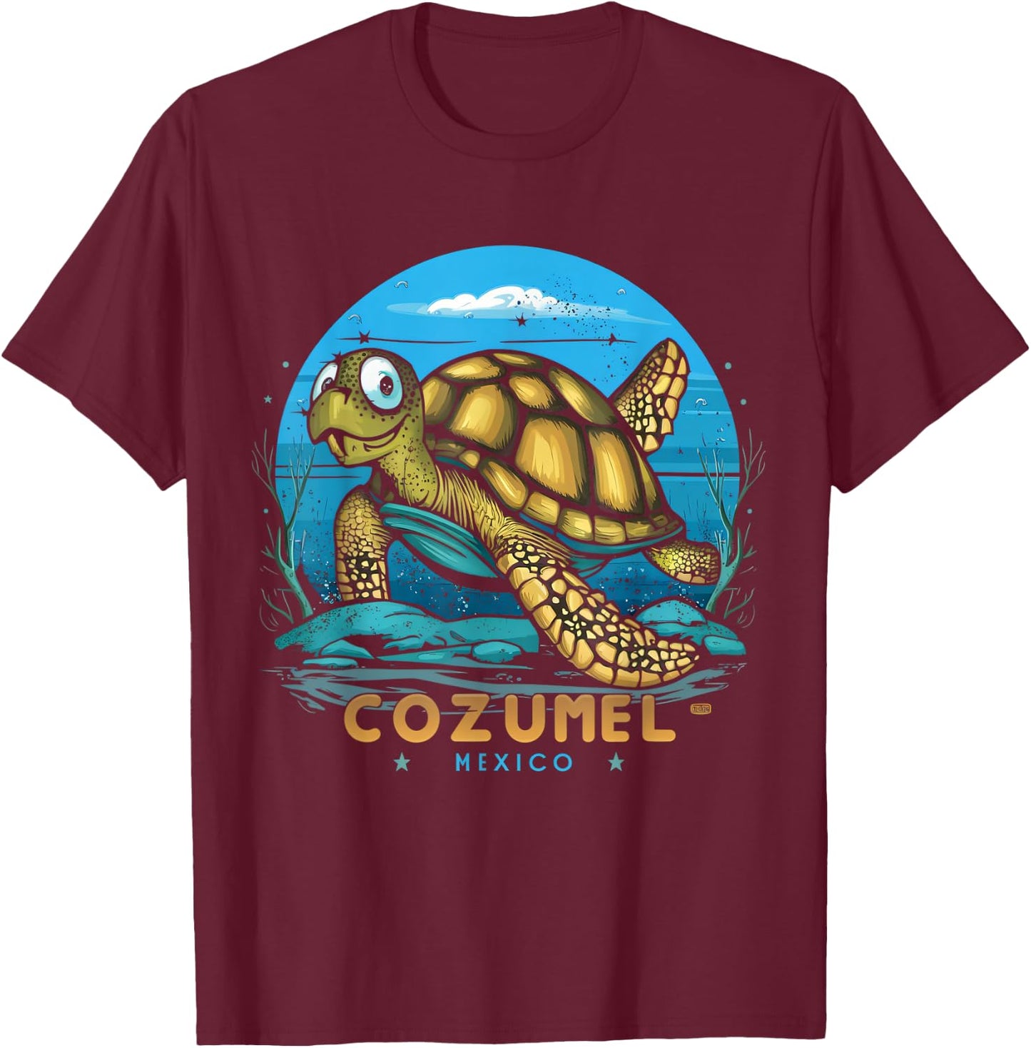 Cozumel, Mexico Sea Turtle T-Shirt - T-Shirt | Maroon