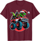 Christmas T Rex Monster Truck Boys Dinosaur Santa Xmas Funny T-Shirt - T-Shirt | Maroon