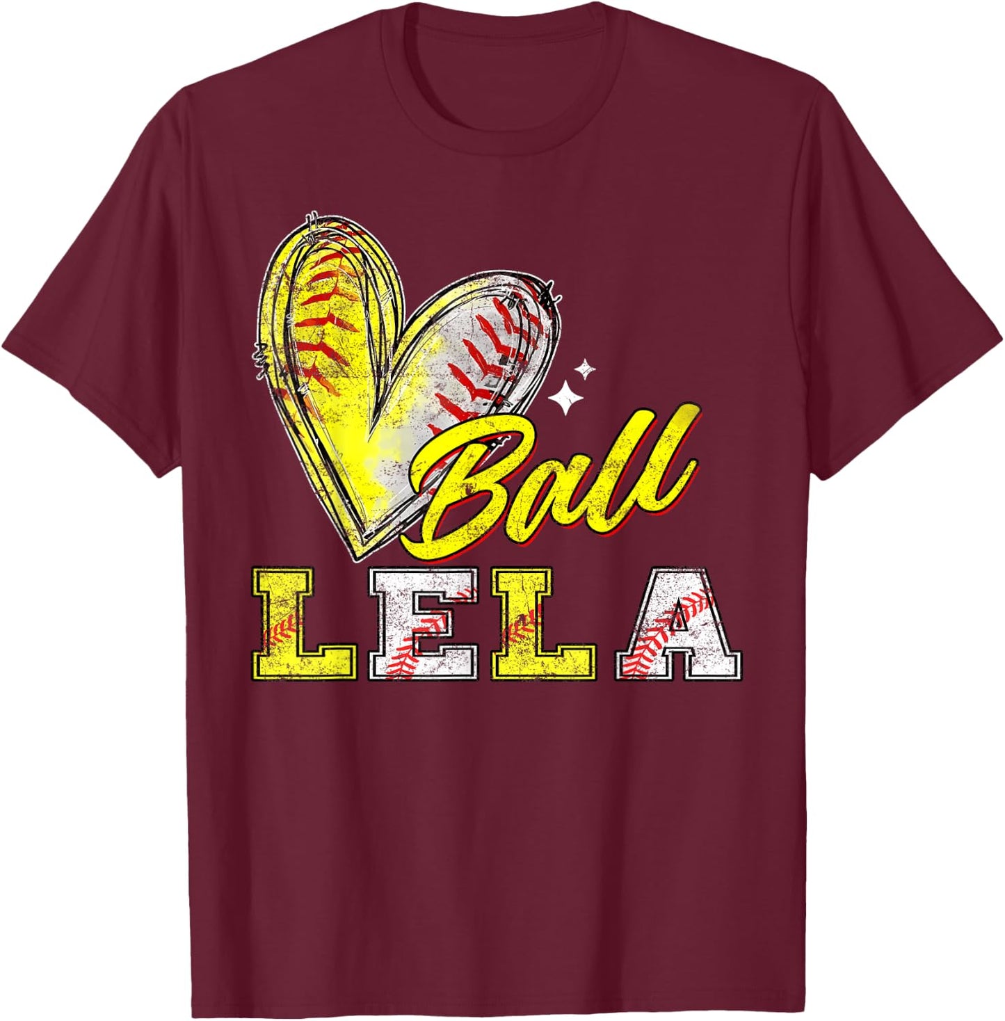 Funny Ball Lela Softball Baseball Lela T-Shirt - T-Shirt | Maroon