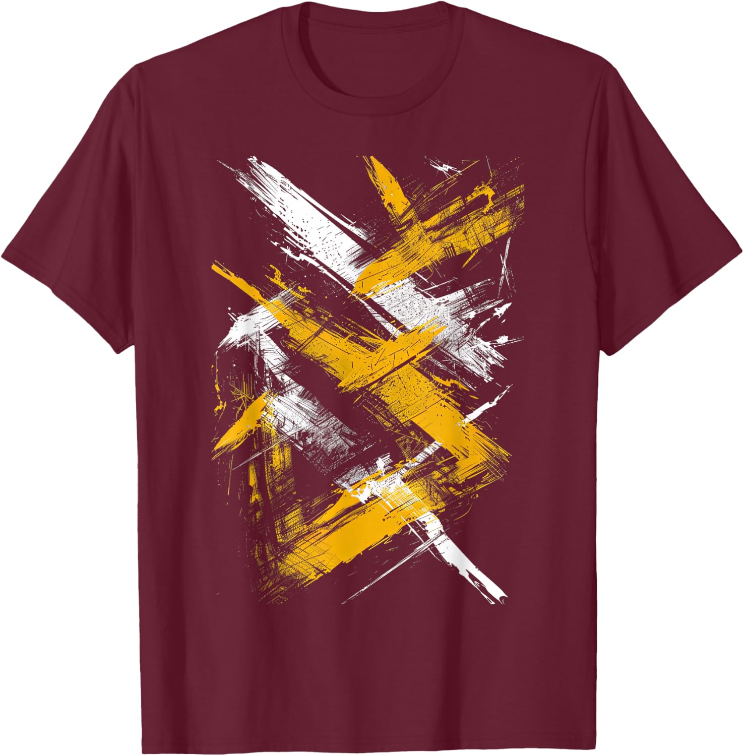 Yellow And Black Dynamic Art T-Shirt - T-Shirt | Maroon