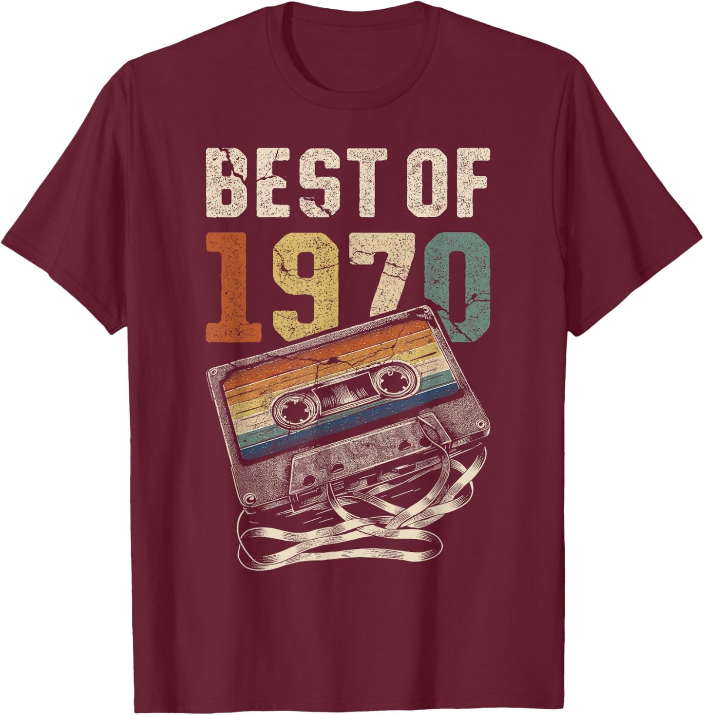 Best of 1970 Cassette 56 Years Music Retro Birthday T-Shirt - T-Shirt | Maroon