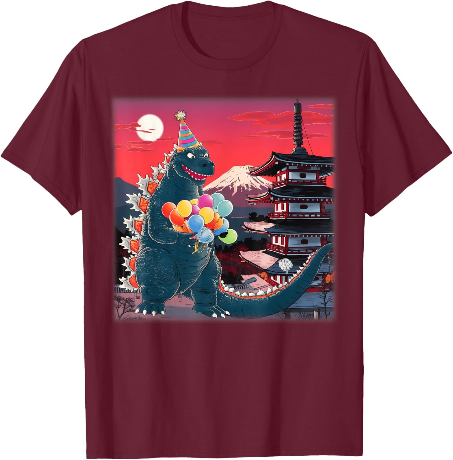 Kaiju Birthday Party Japan Monster Movie Bday Decorations T-Shirt - T-Shirt | Maroon