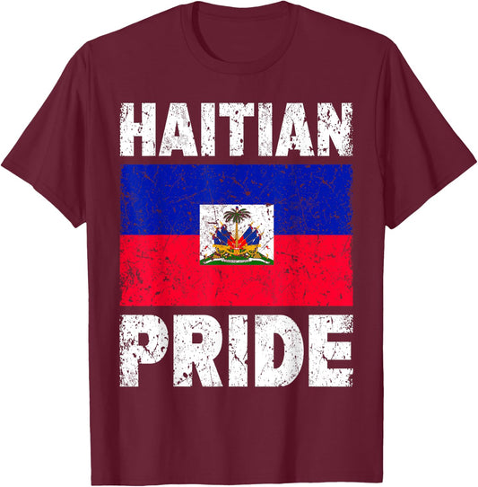Haiti Flag Haitian Pride T-Shirt - T-Shirt | Maroon