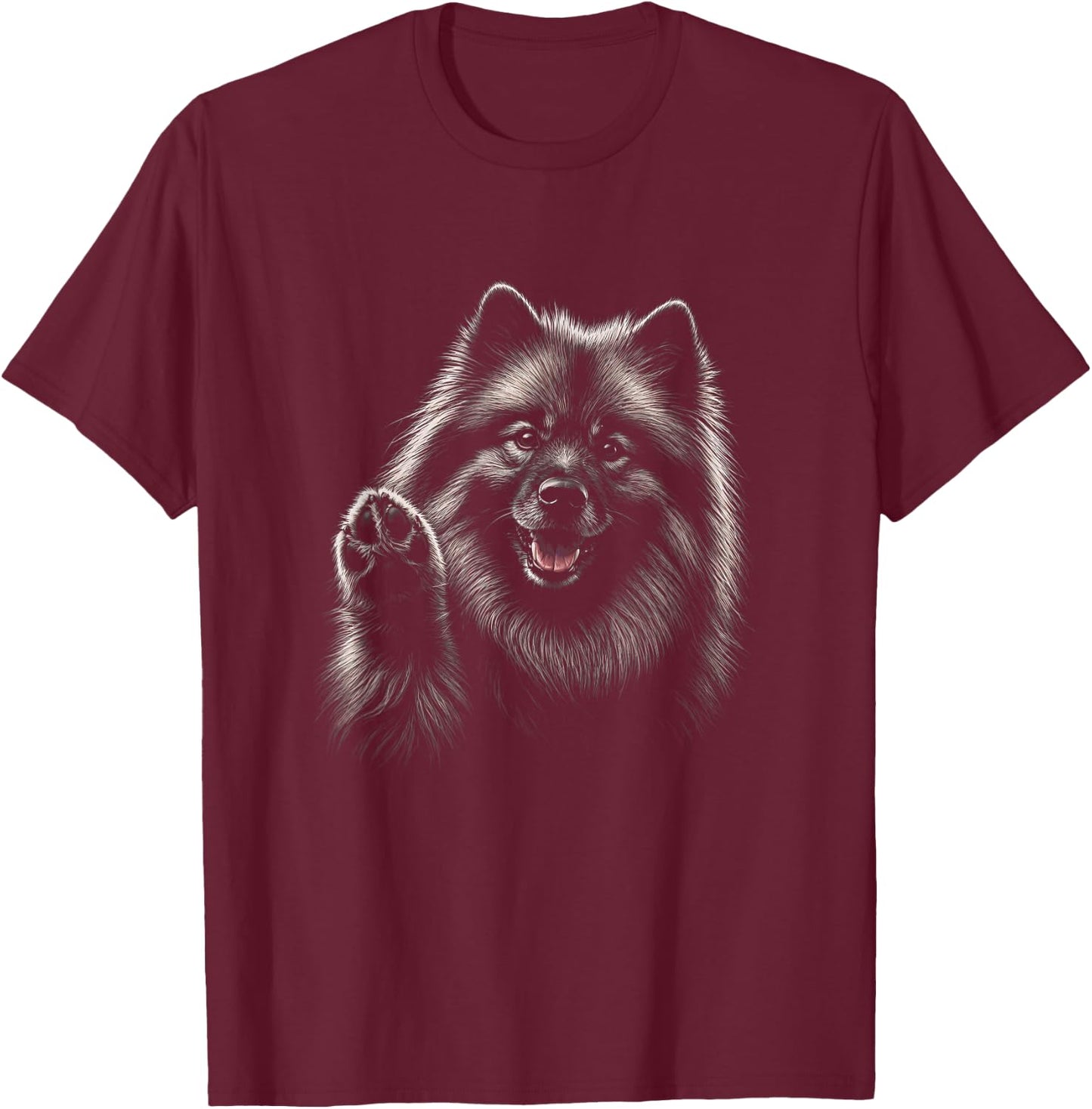 Keeshond Graphic Artwork Design T-Shirt - T-Shirt | Maroon