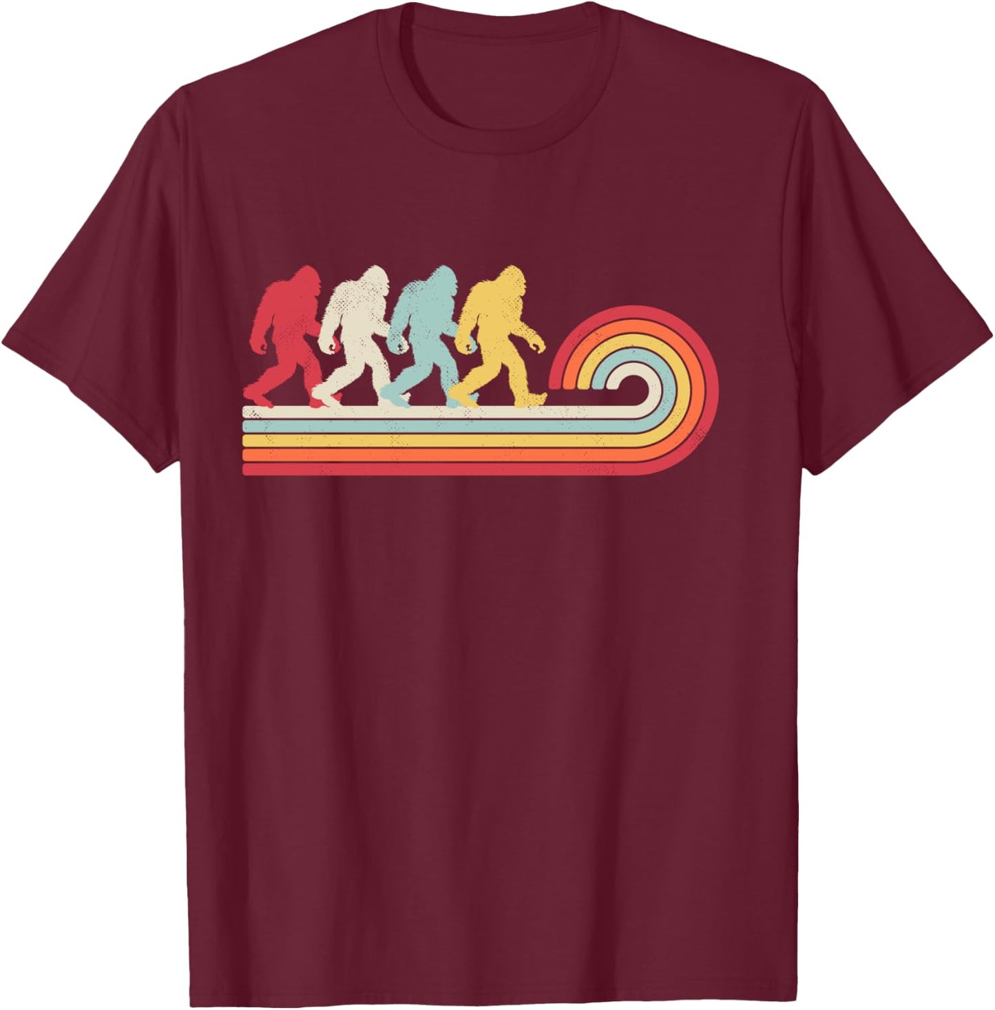 Bigfoot Retro Vintage 70s 80s Sasquatch Lovers Men Women T-Shirt - T-Shirt | Maroon